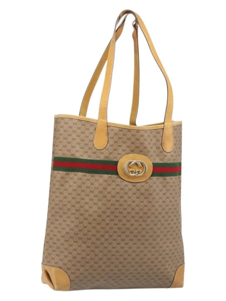 Gucci Micro Gg Supreme Web Sherry Line Bag Pvc Beige 002 904 0131 Auth 179549